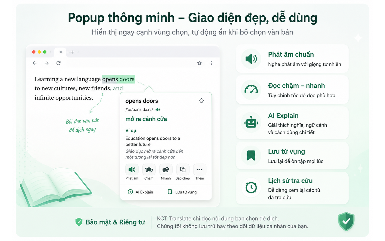 Lịch sử tra cứu trong KCT Translate